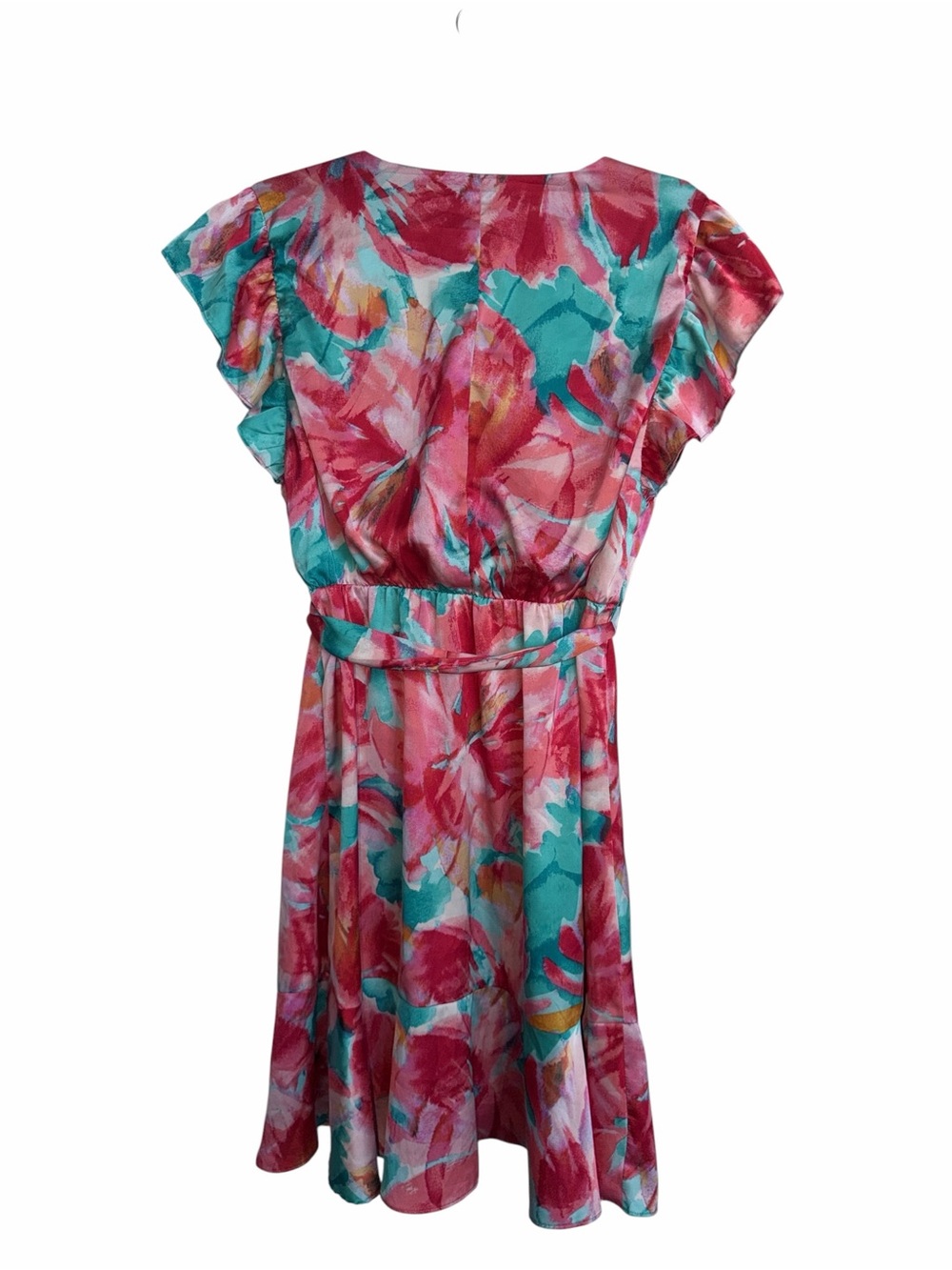Nicole Miller Colorful Abstract floral pattern faux wrap Dress Size Medium - Picture 4 of 10